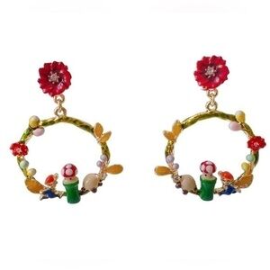 -18K GP enamel’s Super Mario Bros & Mushroom 🍄 Earrings